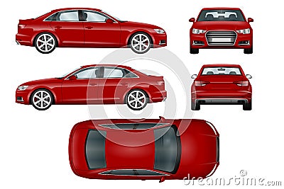 Red sport car vector template. Vector Illustration