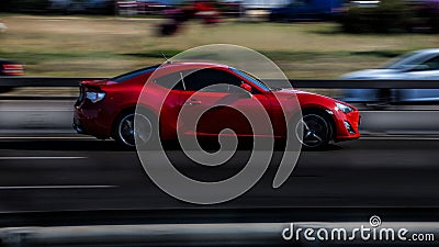 Red sports car. Subaru BRZ Stock Photo