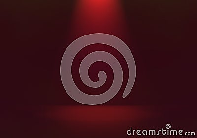 Red spotlight with black shadow background illustration, soft shining light on stage or in room with blank space for your product Cartoon Illustration
