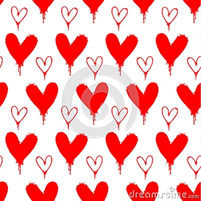 Red Spray Painted Heart Seamless pattern Vector Illustration