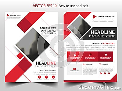 Red square business Brochure Leaflet Flyer annual report template design, book cover layout design, abstract business presentation Vector Illustration