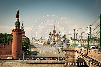 Red Square, Kremlin and the Cathedral St. Basil's Stock Photo