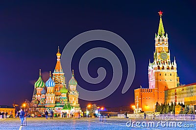 Red Square in Moscow at night Stock Photo