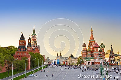 Red square, Moscow at sunset Stock Photo