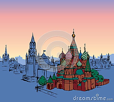 Red Square, Moscow. Vector drawing Vector Illustration