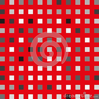 Red square pattern. Geometric pixel background. Abstract digital composition. Minimalist vector texture. Vector Illustration