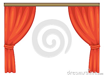 Red stage drapery. Open cartoon theater curtains Vector Illustration