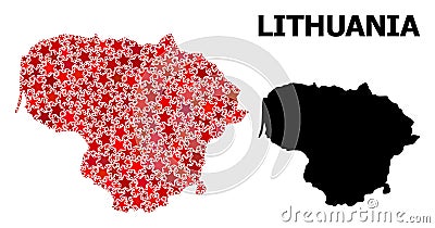 Red Star Mosaic Map of Lithuania Stock Photo