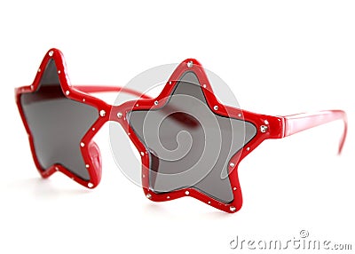 Red Star Shaped Sunglasses Stock Photo