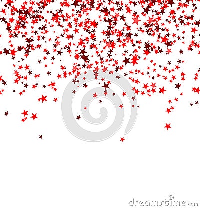 Red starfall on white background. Abstract background. Vector Illustration