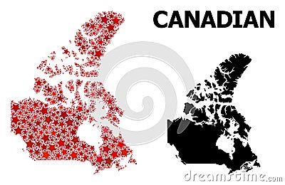 Red Starred Pattern Map of Canada Stock Photo