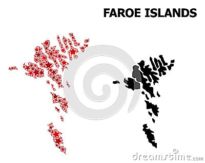 Red Starred Pattern Map of Faroe Islands Stock Photo
