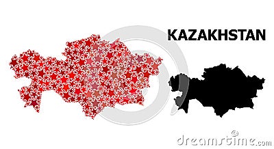 Red Starred Pattern Map of Kazakhstan Stock Photo