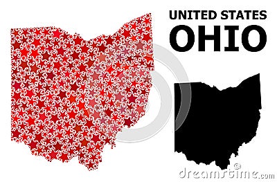 Red Starred Pattern Map of Ohio State Stock Photo