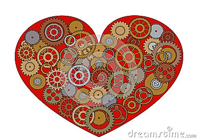 Red steampunk heart Vector Illustration