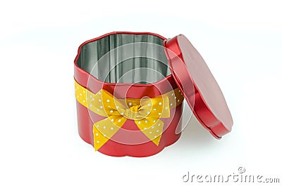 Red steel gift box Stock Photo