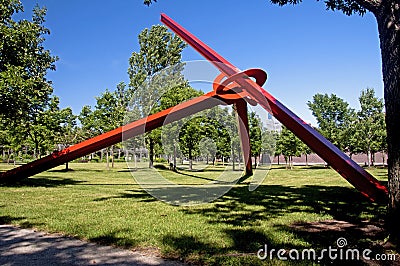 Red Steel Molecule sculpture in the Minneapolis Sculpture Gardens Editorial Stock Photo