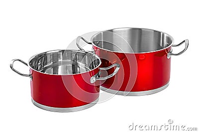 Red steel pans Stock Photo