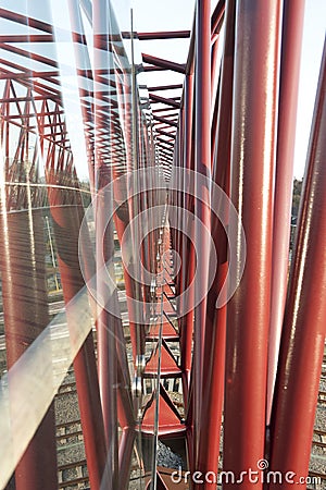 Red steel pillars Stock Photo