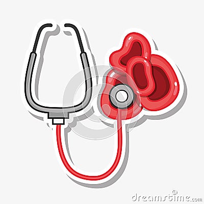 Red stethoscope with blood clots Vector Illustration