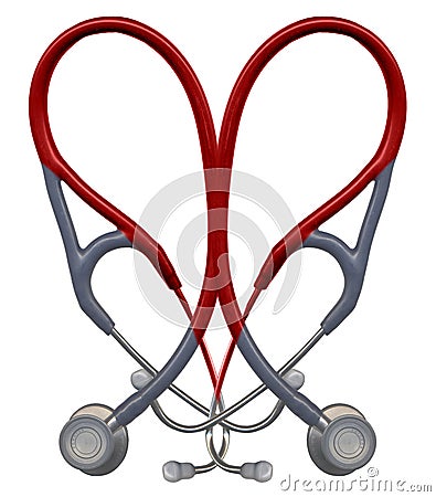 Red Stethoscope Heart Stock Photo