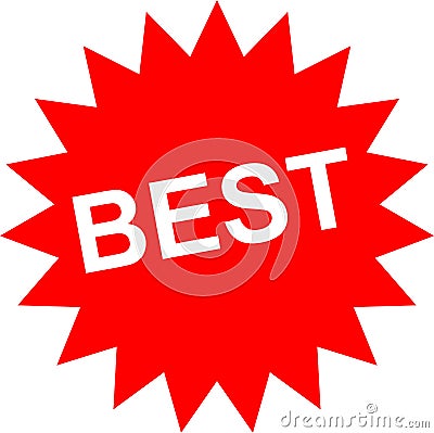 Red sticker with Best text Cartoon Illustration