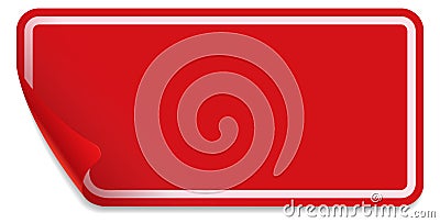 Red sticker blamk template. Curled corner label Vector Illustration