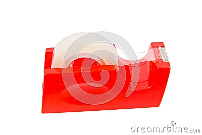Red Stickytape Holder isolated on white Stock Photo