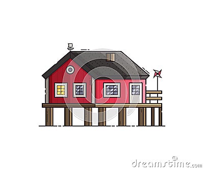 Red Stilt House Vector Illustration Vector Illustration