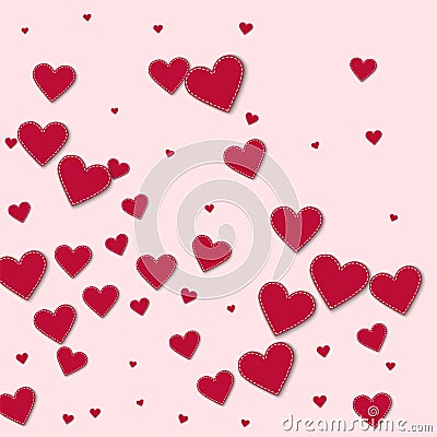 Red stitched paper hearts. Vector Illustration