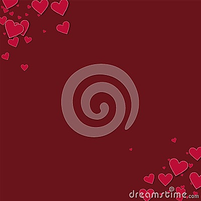 Red stitched paper hearts. Vector Illustration