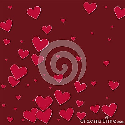 Red stitched paper hearts. Vector Illustration