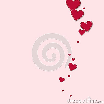 Red stitched paper hearts. Vector Illustration