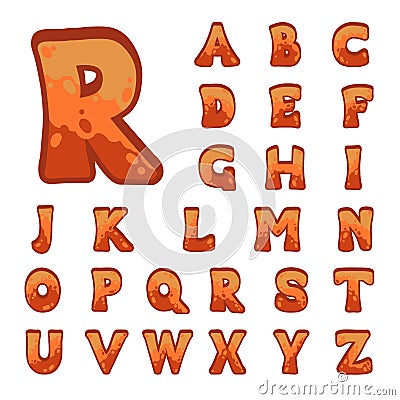 Red stone game alphabet Vector Illustration
