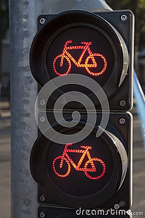 Red Stop Cycle Traffic Light Stock Photo