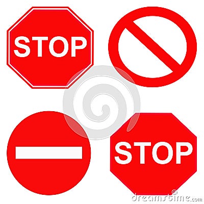 Red stop and forbidden signs Stock Photo