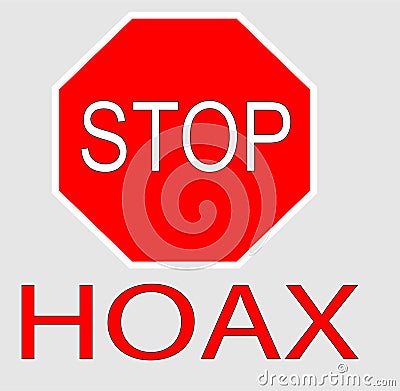 Red Stop Hoax sign Stock Photo