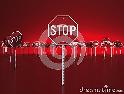 Red Stop Signs Stock Photo