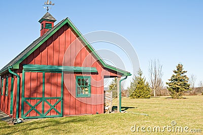 Red storage barn & garage Stock Photo