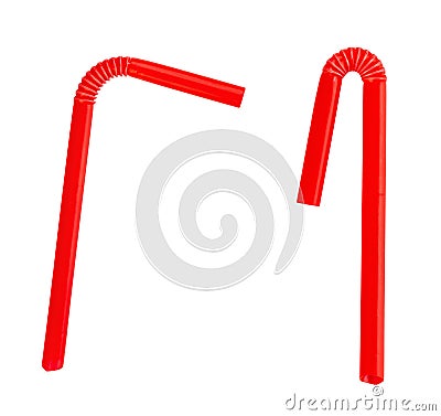 Red straw isolated on white background, full depth of field. File contains clipping path Stock Photo
