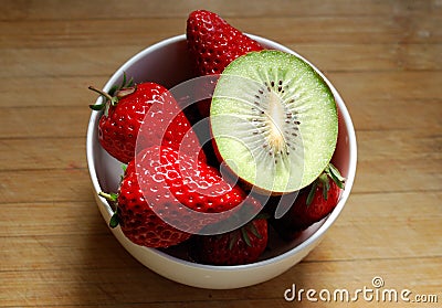 Strawberry and kiwi in a bowl Stock Photo