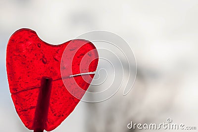 Red strawberry lollipop heart Stock Photo