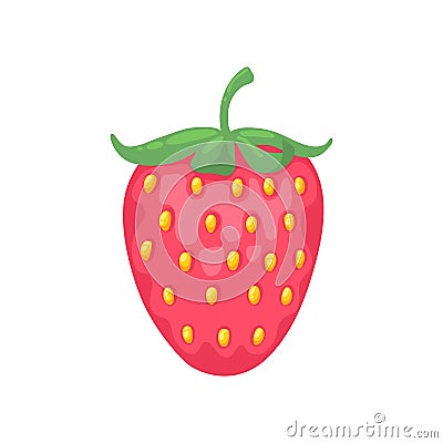 Red strawberry simple cartoon style vector Vector Illustration