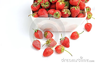 Red strawberry on white background Stock Photo