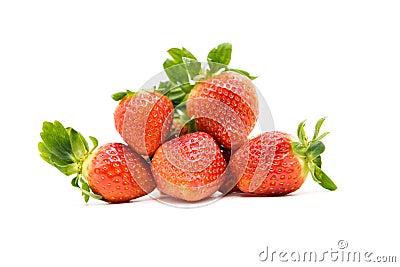 red strawberry is on a white background. Stock Photo