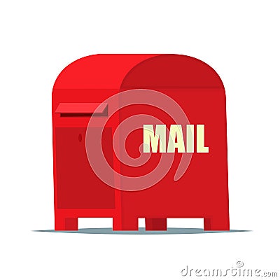 Red Street Mailbox in flat vector style for web or illustration Vector Illustration