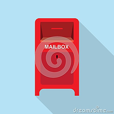 Red Street Postbox. Vector Illustration