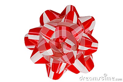 Red Striped Gift Bow (isolated) Stock Photo