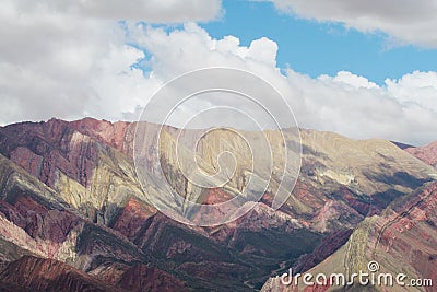 Red striped mountains Cerro de siete colores in Argentina Stock Photo