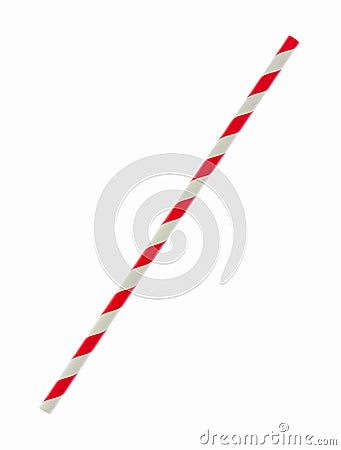 Red striped papaer straw isolated on white Stock Photo